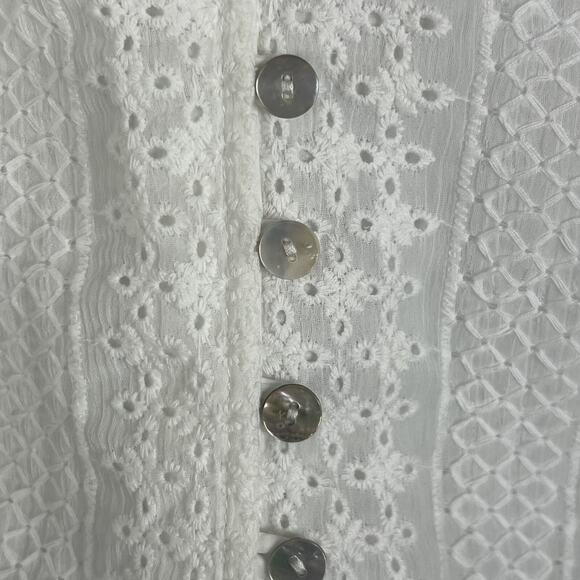 Supply & Demand Womens Size L White Eyelet Lace Long Sleeve Blouse Top Oversized - Picture 12 of 14